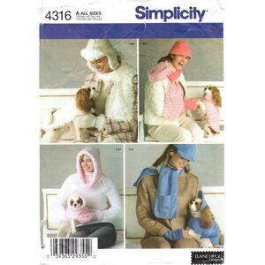 4316 Misses Hat Dog Puppy Clothes Pet Costume Simplicity Crafts Sz S-L CUT